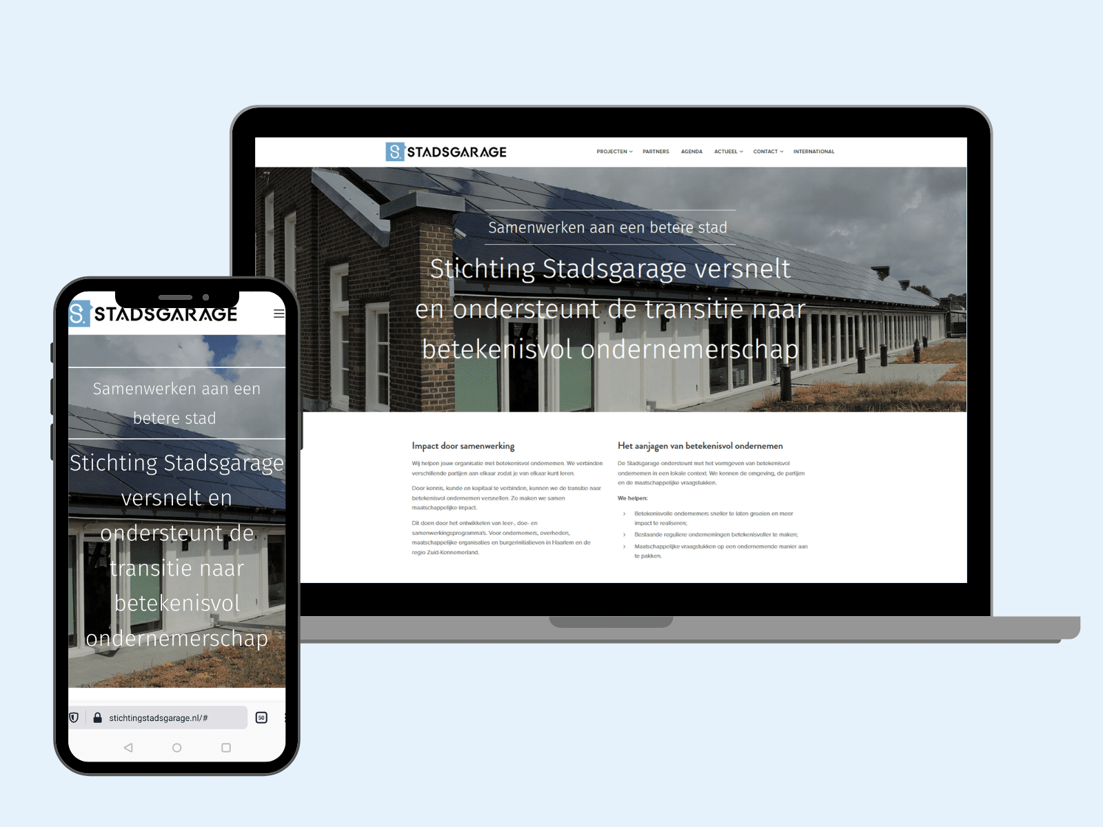 Samenwerken aan een betere stad responsive website voor Stichting Stadsgarage door duurzaam communicatiebureau Toedoen